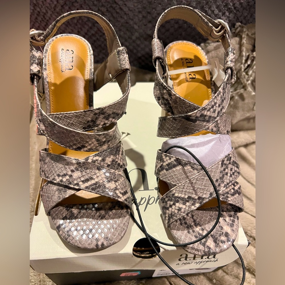 Snake Skin Print Block Heels